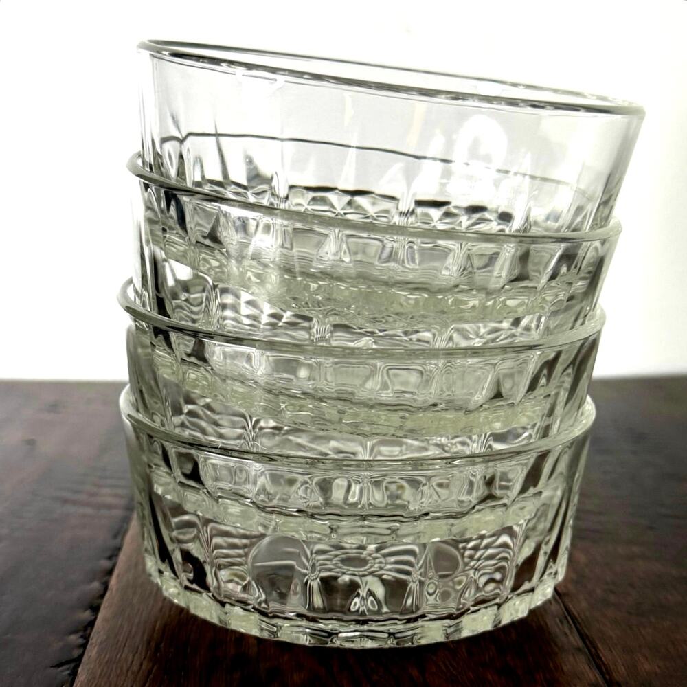 Set of 4 Vintage Arcoroc USA Starburst Glass Serving Bowls | Glass Dessert Bowls
